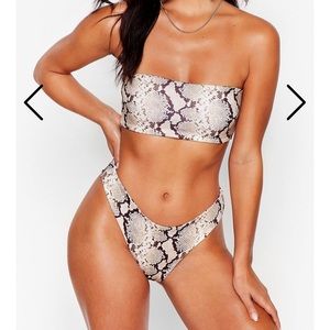 Snake Print High Waist Cheeky Swimsuit